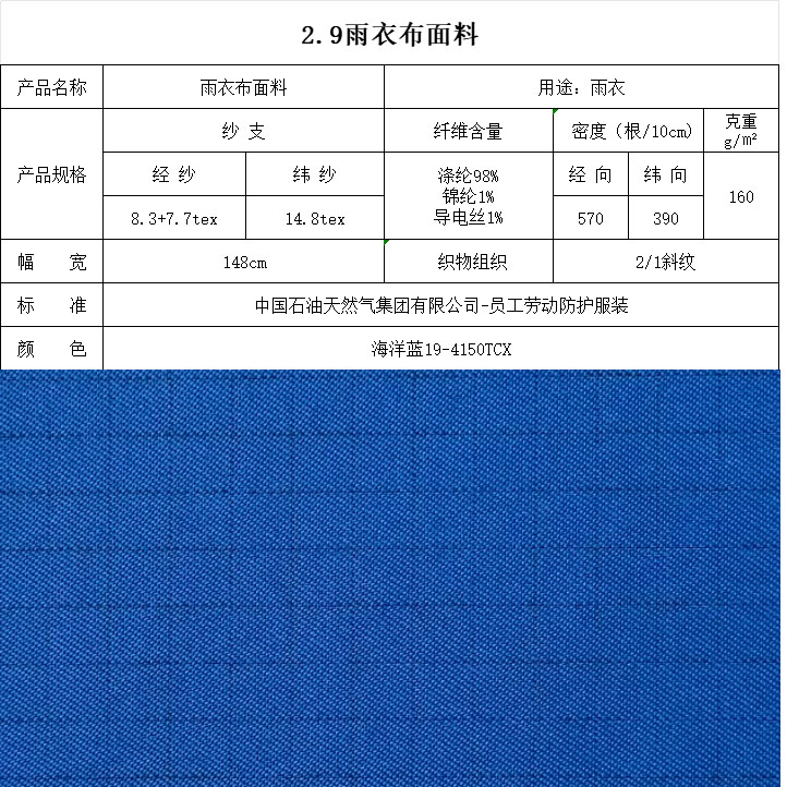 雨衣布面料海洋藍(lán)19-4150TCX