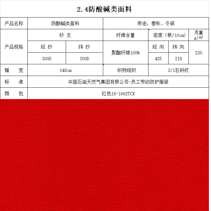 防酸堿類面料紅色18-1662tcx